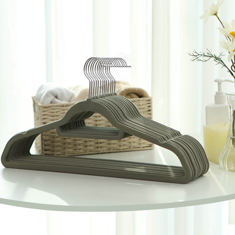 Produktbild för Velvet Hanger Grey, Silver 43x22x1cm
