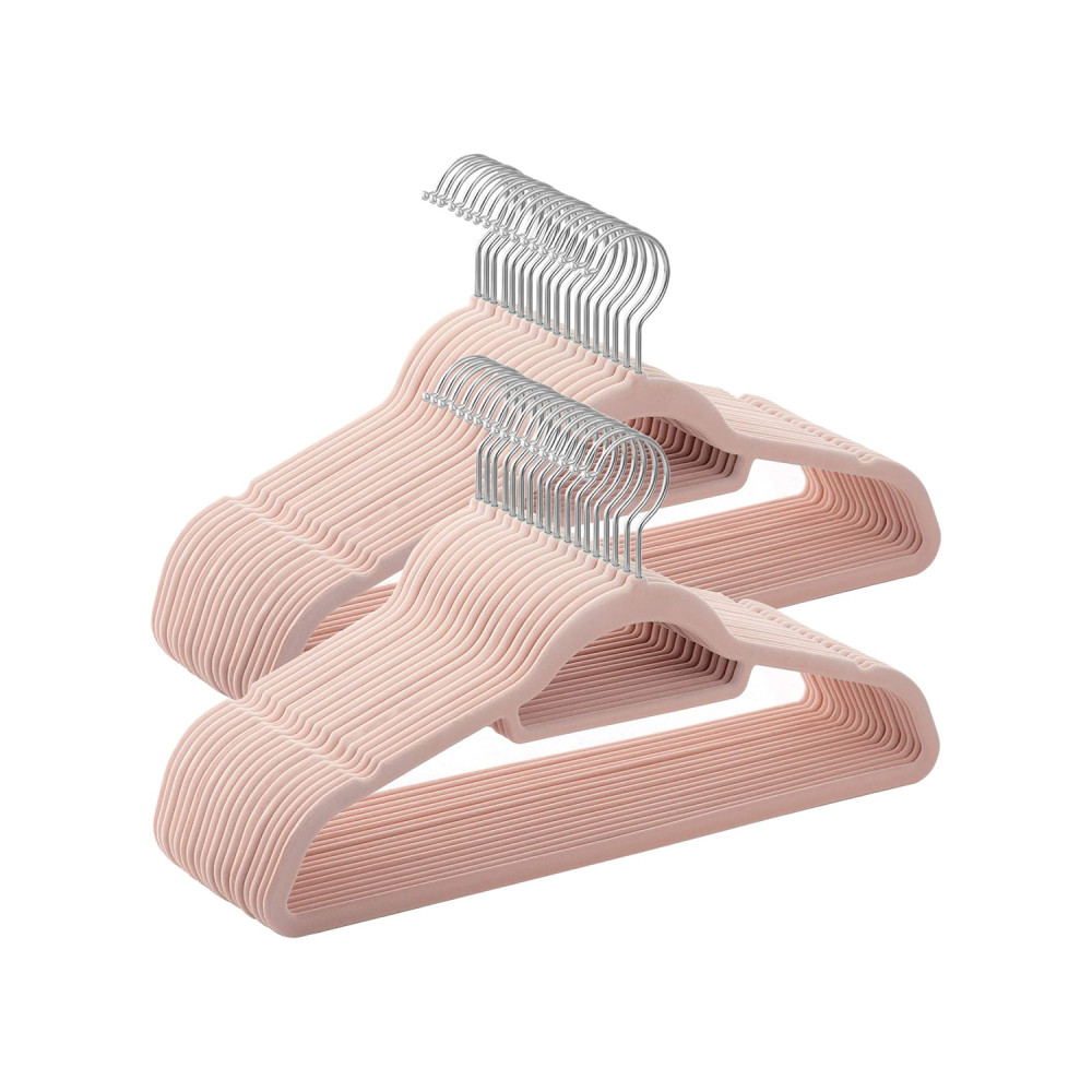 Produktbild för Velvet Hanger Pink, Silver 43×22×1cm