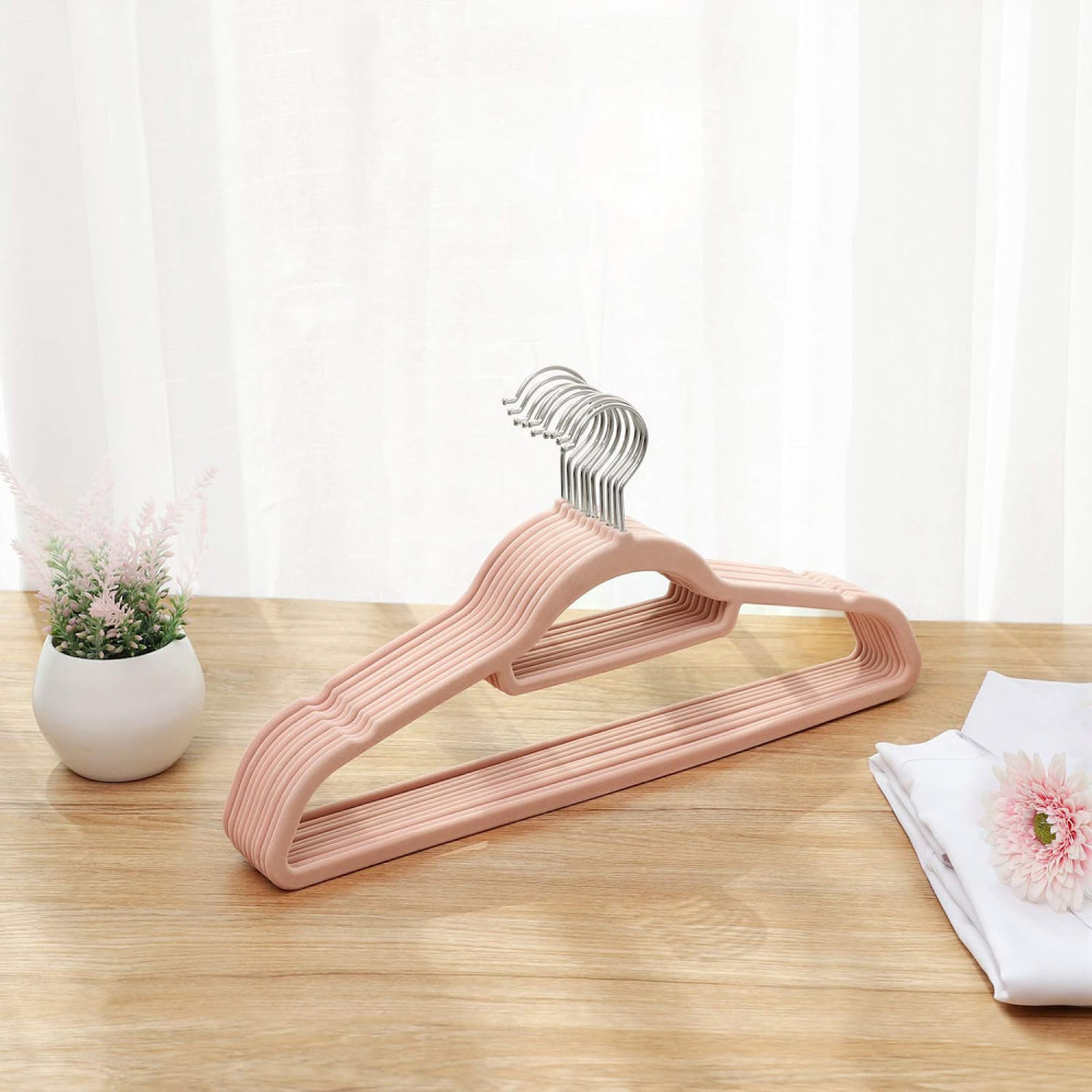 Produktbild för Velvet Hanger Pink, Silver 43×22×1cm