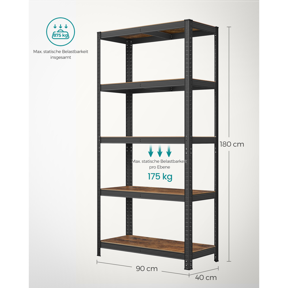 Produktbild för Shelving Black 180x90x40cm
