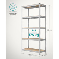 Produktbild för Shelving Silver 180x90x40cm
