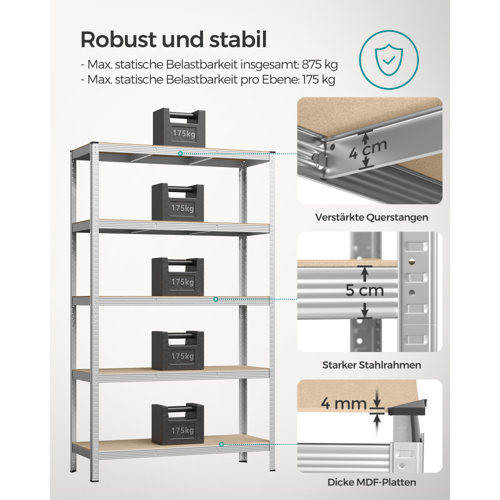 Produktbild för Shelving Silver 200x120x60cm