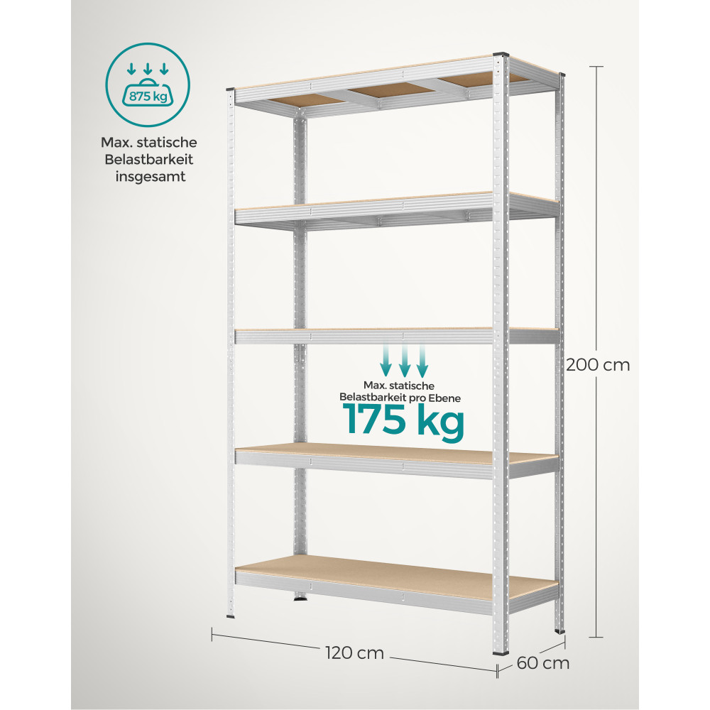 Produktbild för Shelving Silver 200x120x60cm