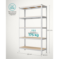 Produktbild för Shelving Silver 200x120x60cm