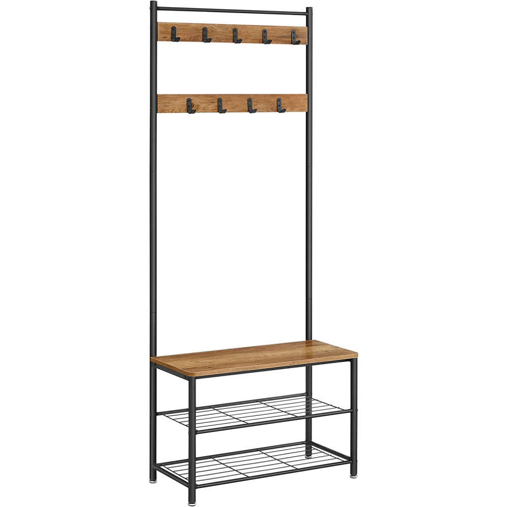 Produktbild för Clothes Horse Walnut Brown-black 70x33x175cm