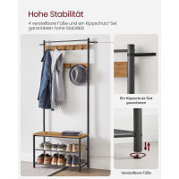 Produktbild för Clothes Horse Walnut Brown-black 70x33x175cm