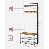 Produktbild för Clothes Horse Walnut Brown-black 70x33x175cm