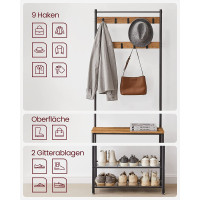 Produktbild för Clothes Horse Walnut Brown-black 70x33x175cm