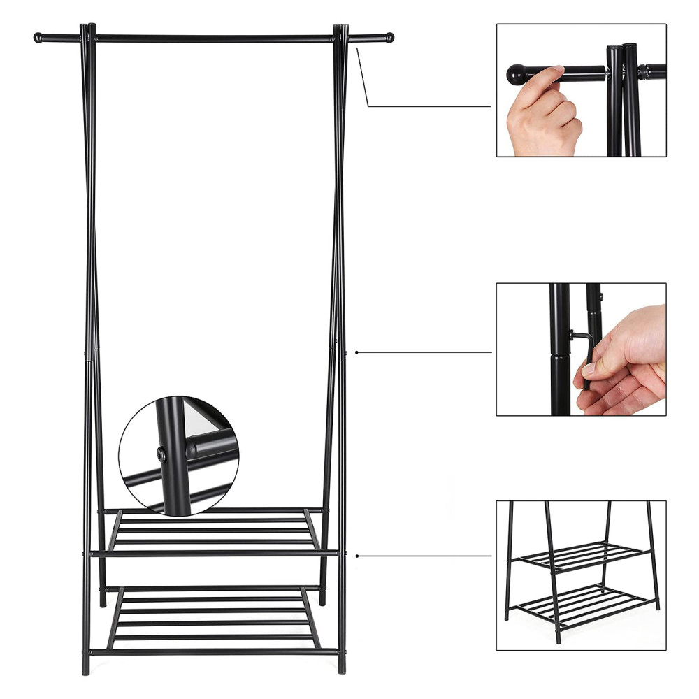 Produktbild för Garment Rack Black 88×156×42cm