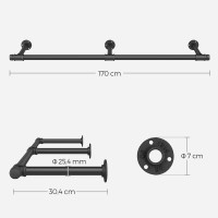 Produktbild för Clothes Rack Black 170x30x7cm