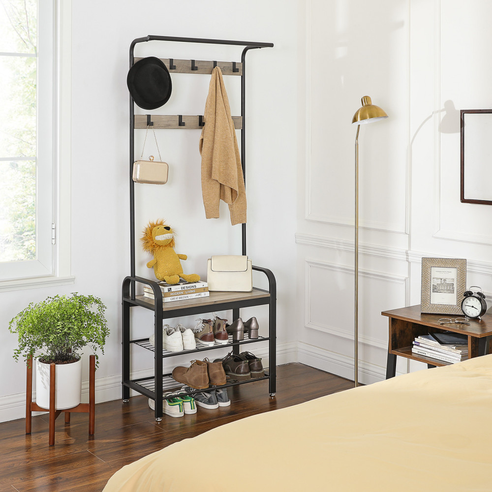 Produktbild för Clothes Horse White, Light Ivory + Black 183x72x34cm