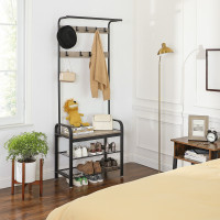 Produktbild för Clothes Horse White, Light Ivory + Black 183x72x34cm