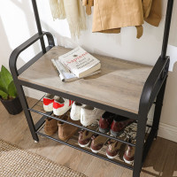 Produktbild för Clothes Horse White, Light Ivory + Black 183x72x34cm