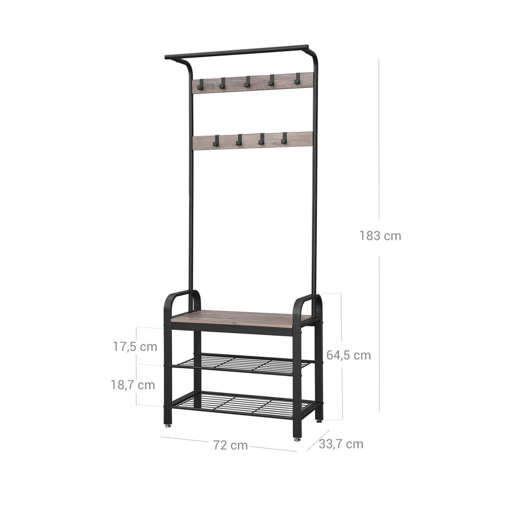 Produktbild för Clothes Horse White, Light Ivory + Black 183x72x34cm
