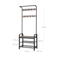 Produktbild för Clothes Horse White, Light Ivory + Black 183x72x34cm
