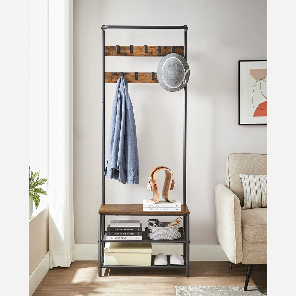 Produktbild för Clothes Rack Black, Retro Color 64x32x180cm