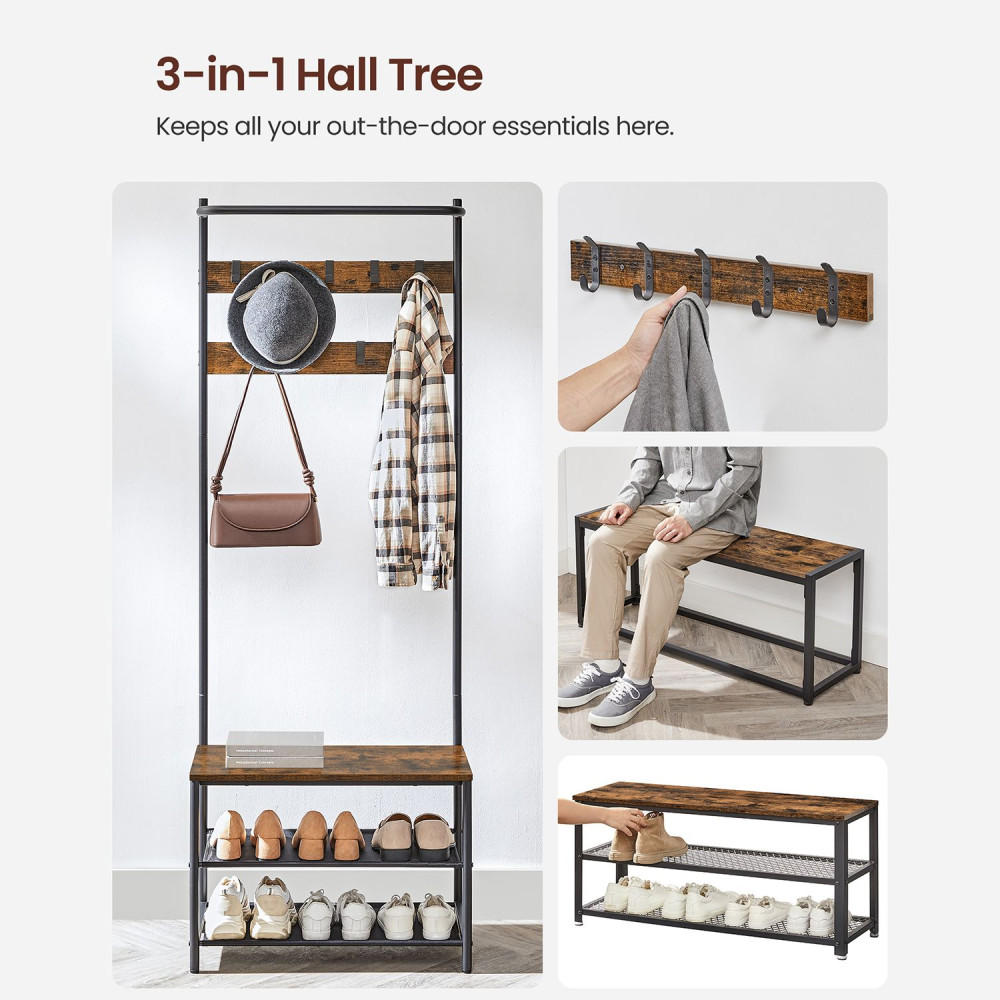 Produktbild för Clothes Rack Black, Retro Color 64x32x180cm