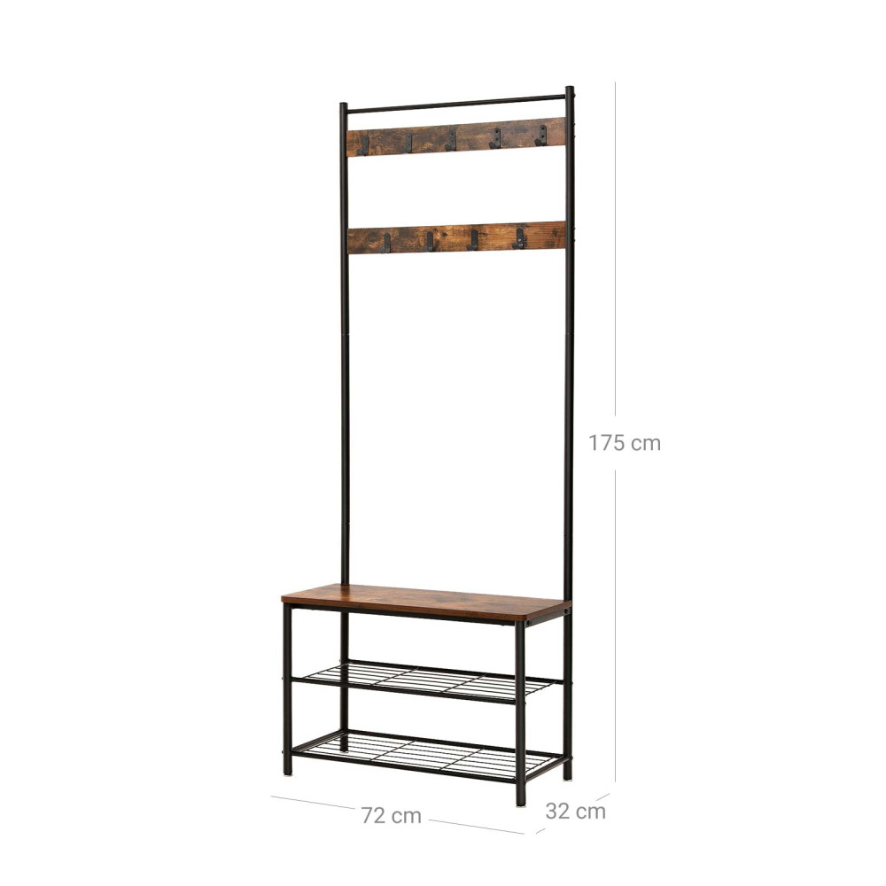 Produktbild för Clothes Horse X: Antique, Black 70x33x175cm