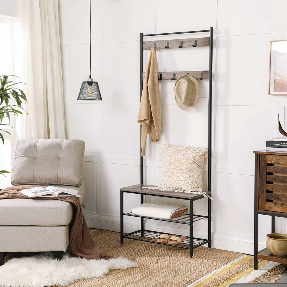 Produktbild för Clothes Horse White, Light Ivory + Black 70x33x175cm