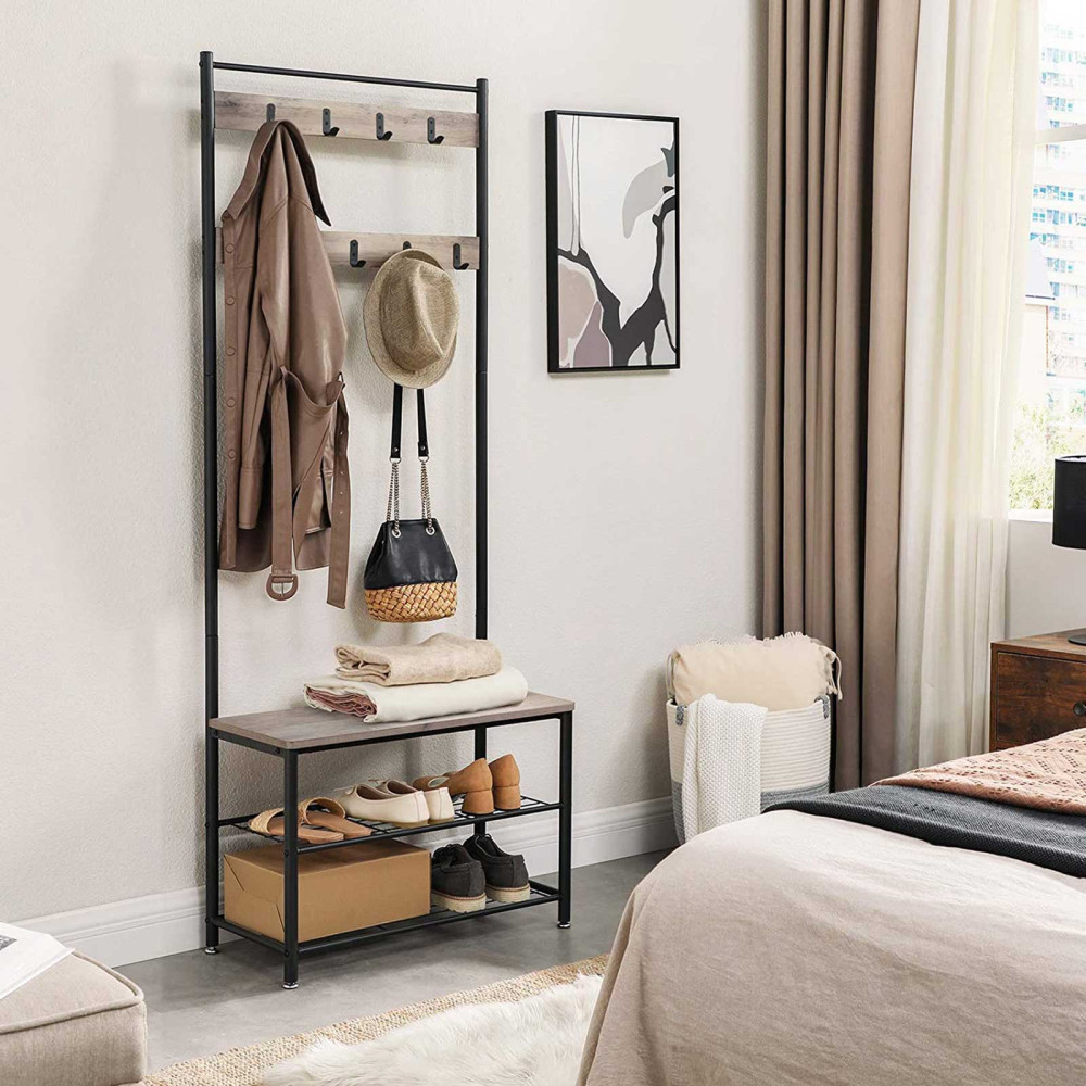 Produktbild för Clothes Horse White, Light Ivory + Black 70x33x175cm