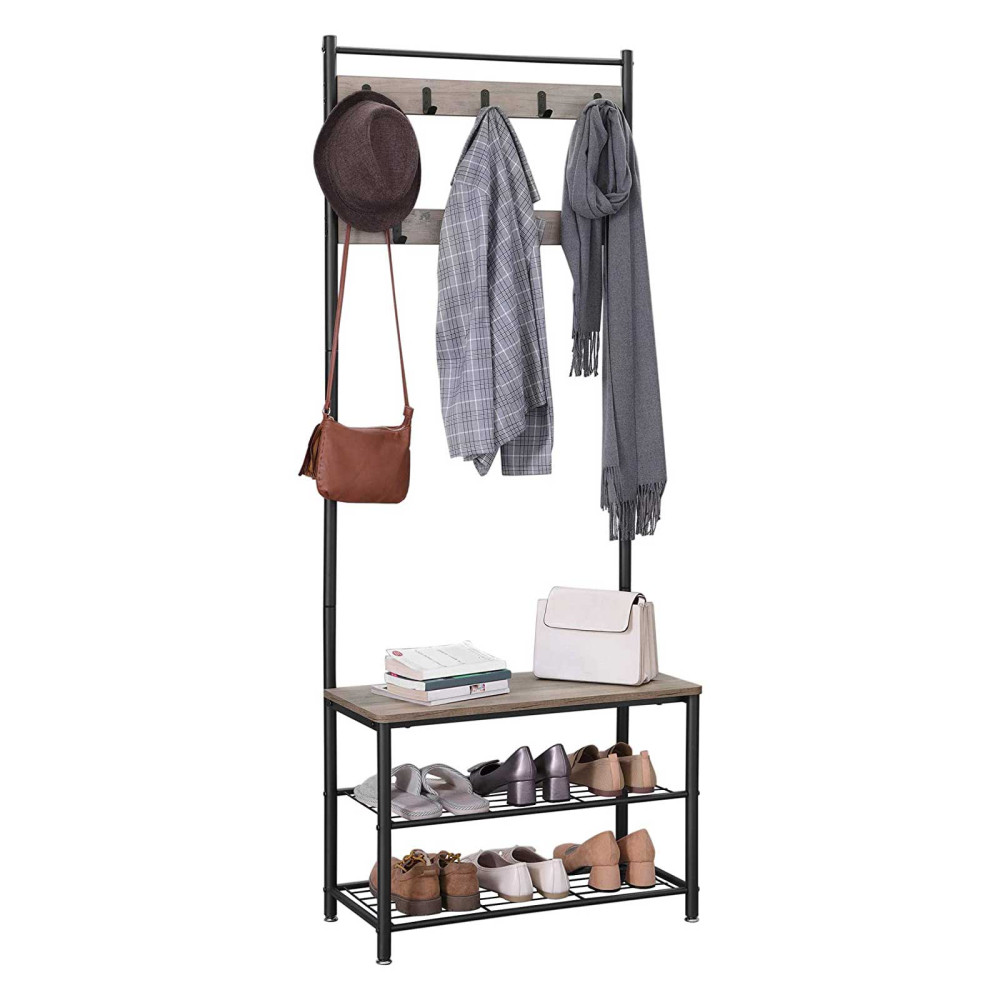 Produktbild för Clothes Horse White, Light Ivory + Black 70x33x175cm