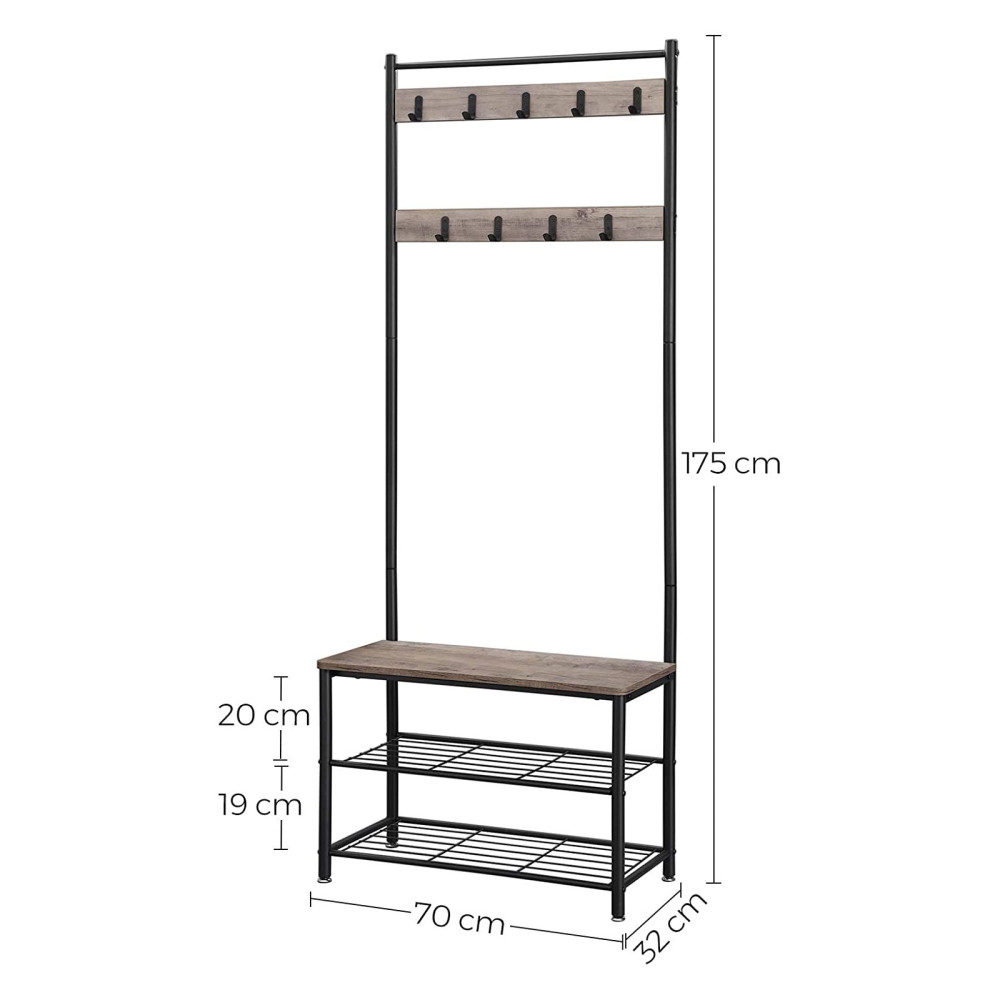 Produktbild för Clothes Horse White, Light Ivory + Black 70x33x175cm