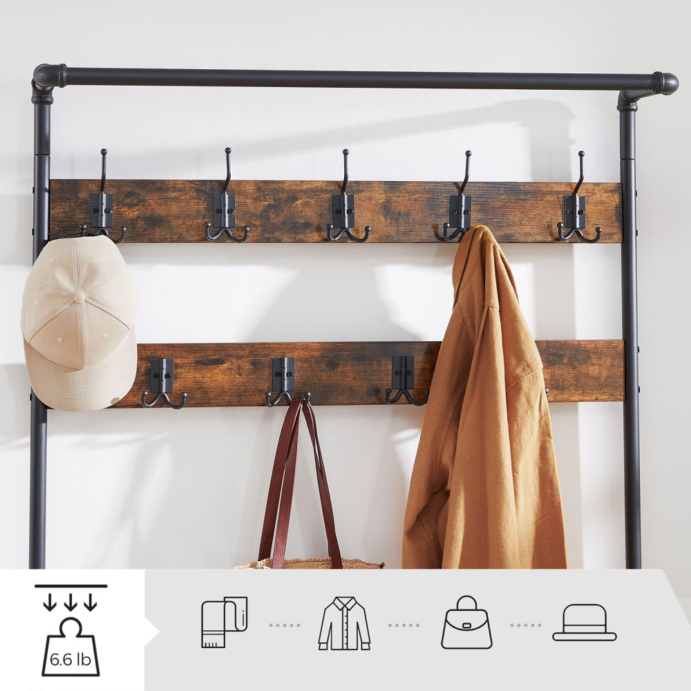 Produktbild för Clothes Horse X: Antique, Black 97x42x182cm