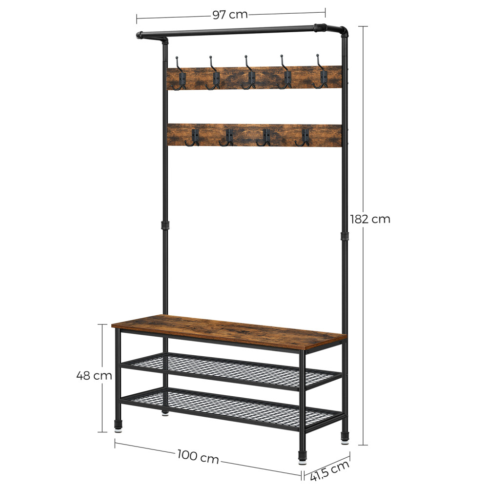Produktbild för Clothes Horse X: Antique, Black 97x42x182cm