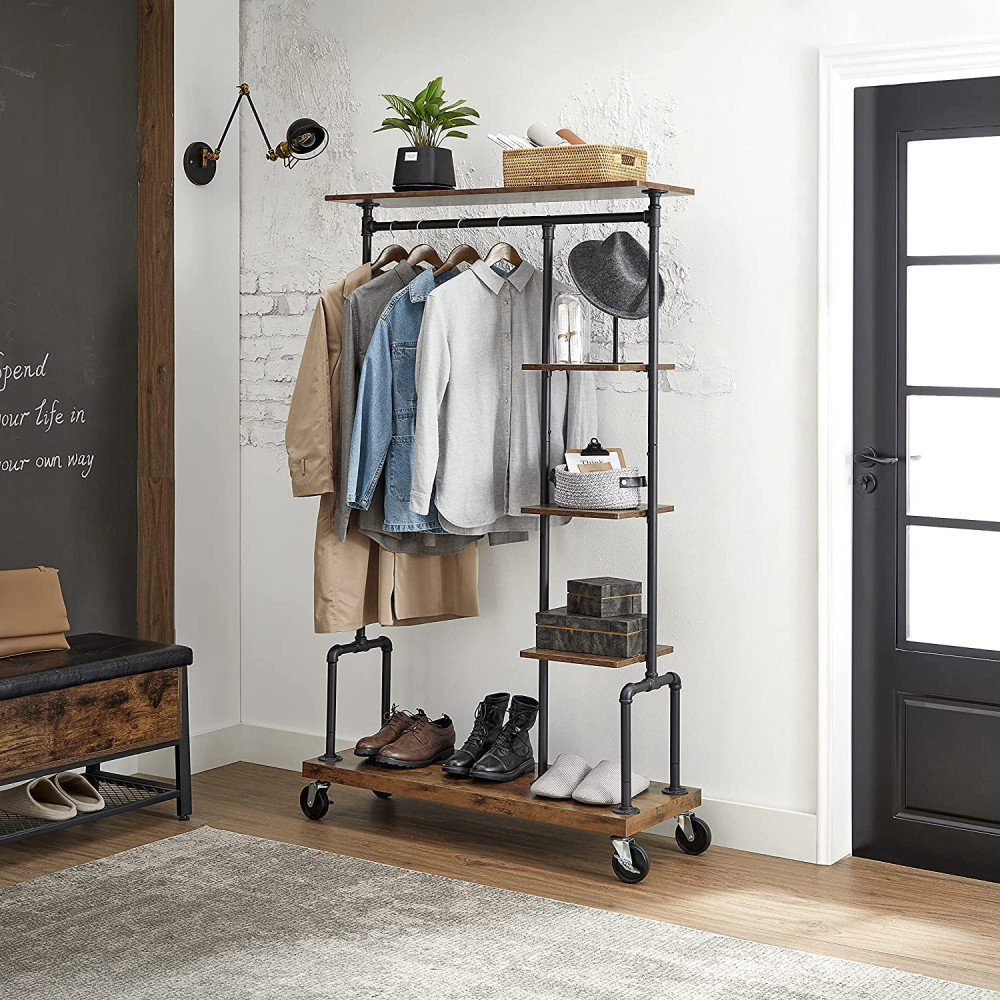 Produktbild för Clothes Rack Black, Retro Color 104x40x175cm