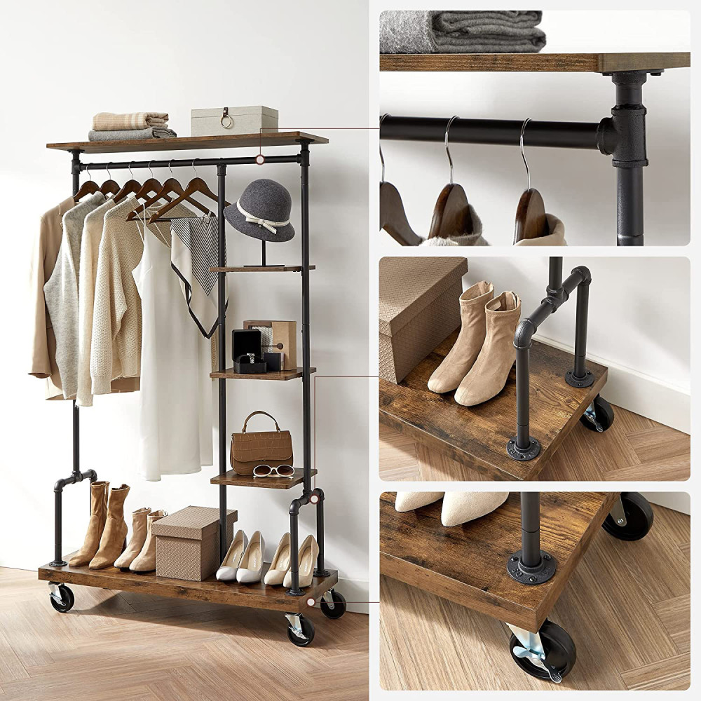 Produktbild för Clothes Rack Black, Retro Color 104x40x175cm