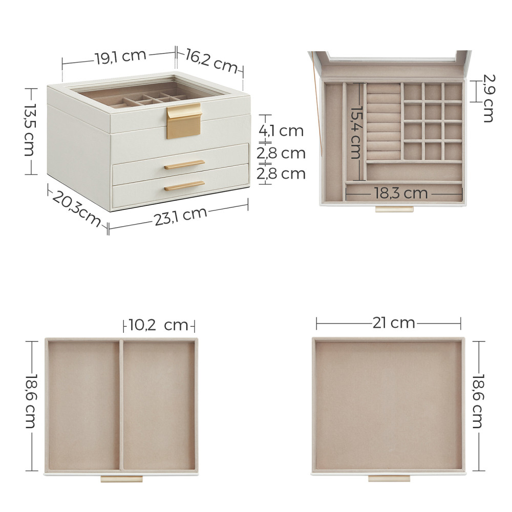 Produktbild för Jewelry Box White 23x20x14cm