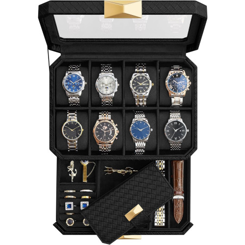SONGMICS HOME Watch Box Black 27x20x15cm