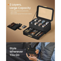 Produktbild för Watch Box Black 27x20x15cm