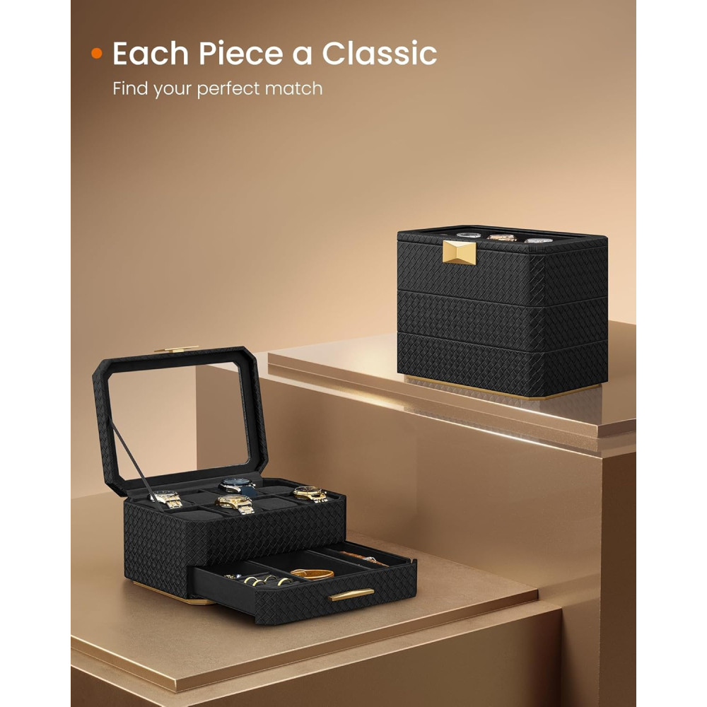 Produktbild för Watch Box Black 27x20x15cm