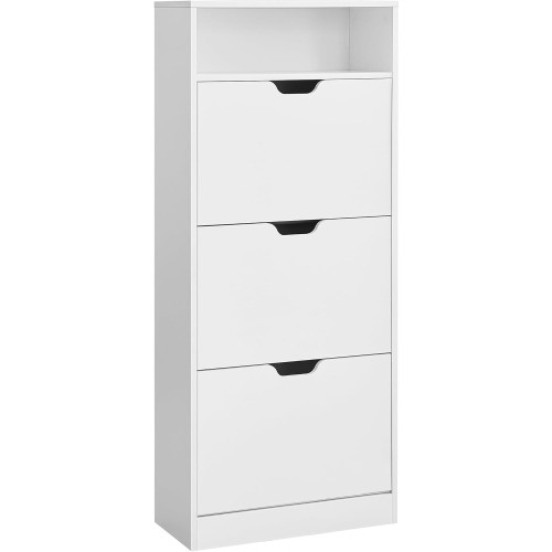 VASAGLE Shoe Cabinet White 60x24x139cm