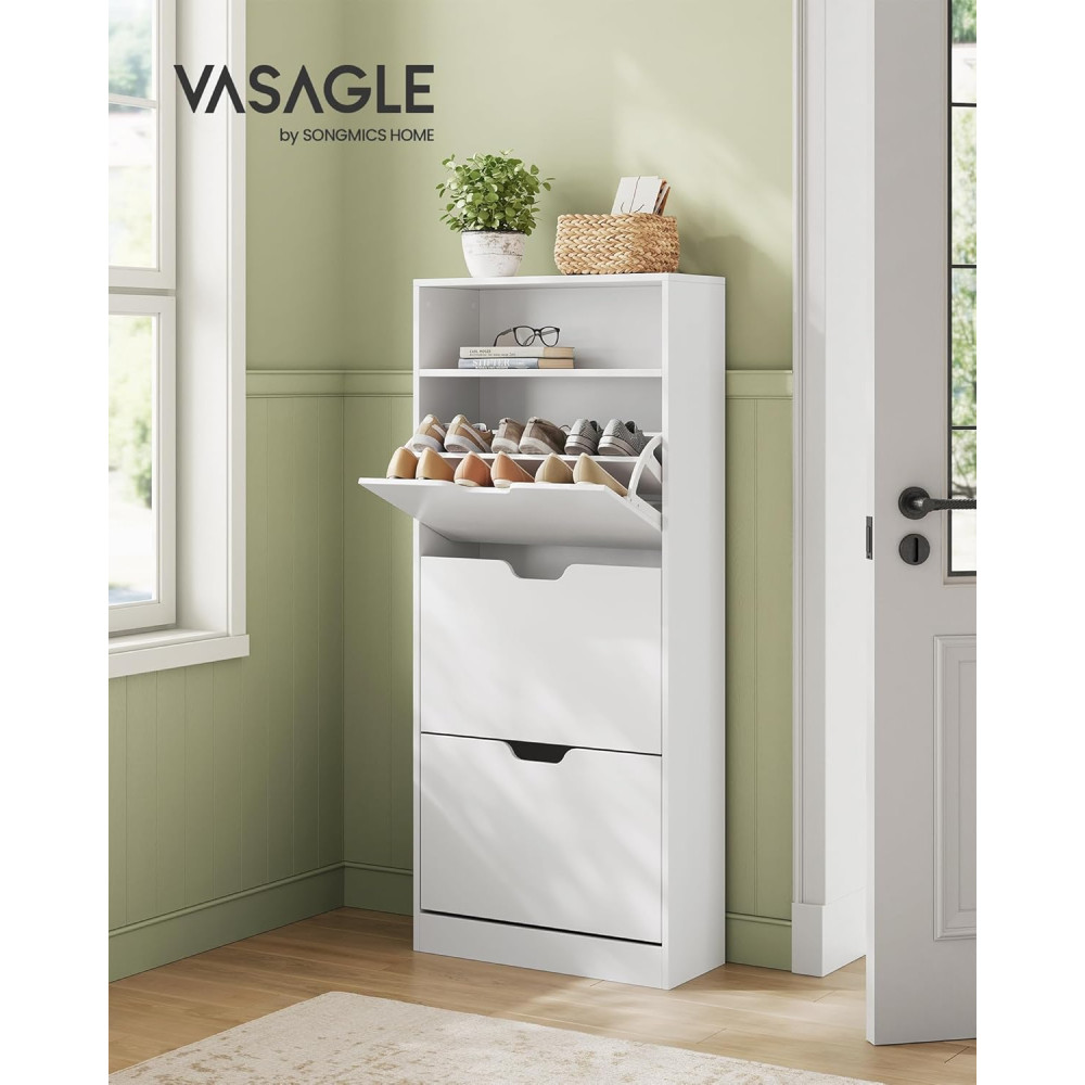 Produktbild för Shoe Cabinet White 60x24x139cm