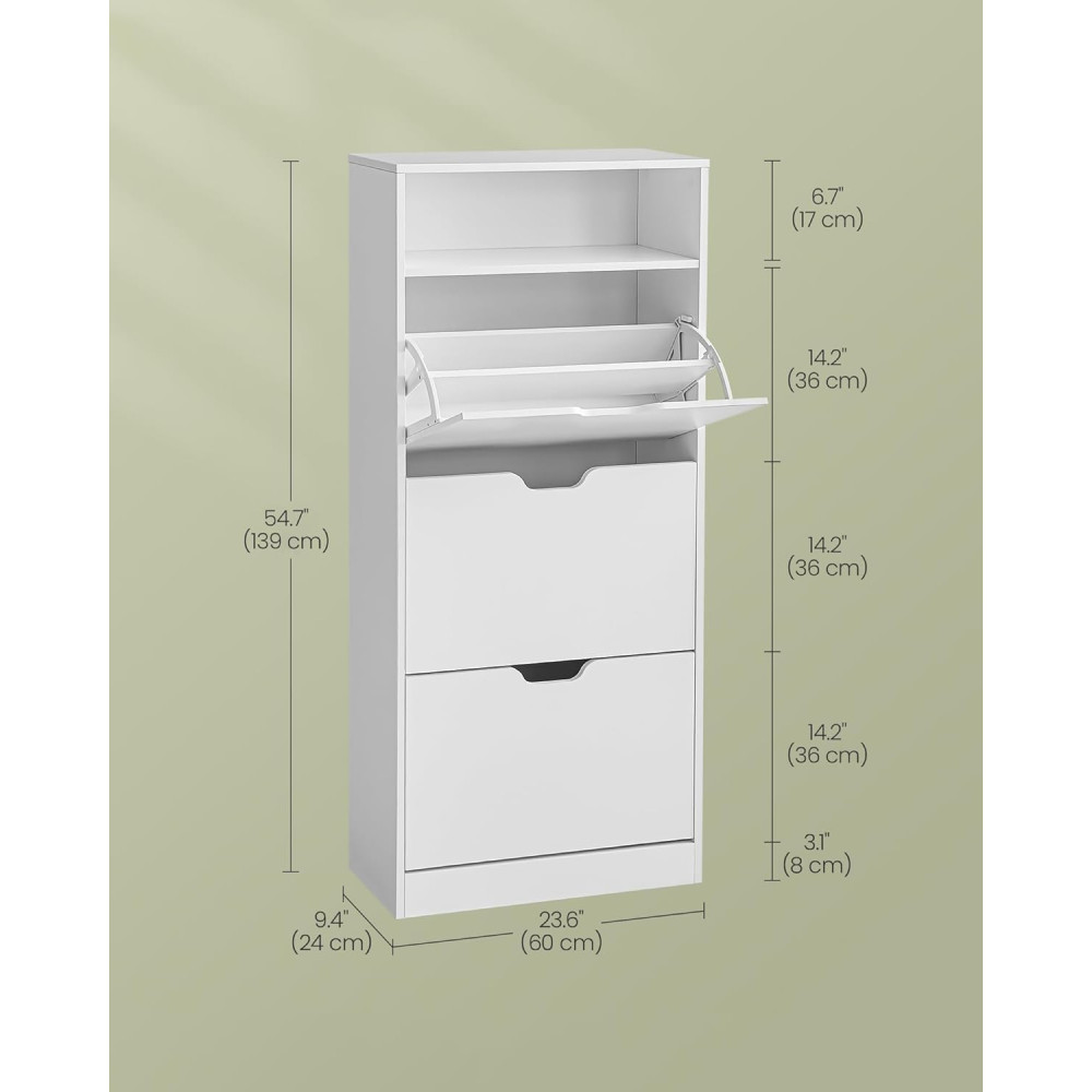 Produktbild för Shoe Cabinet White 60x24x139cm