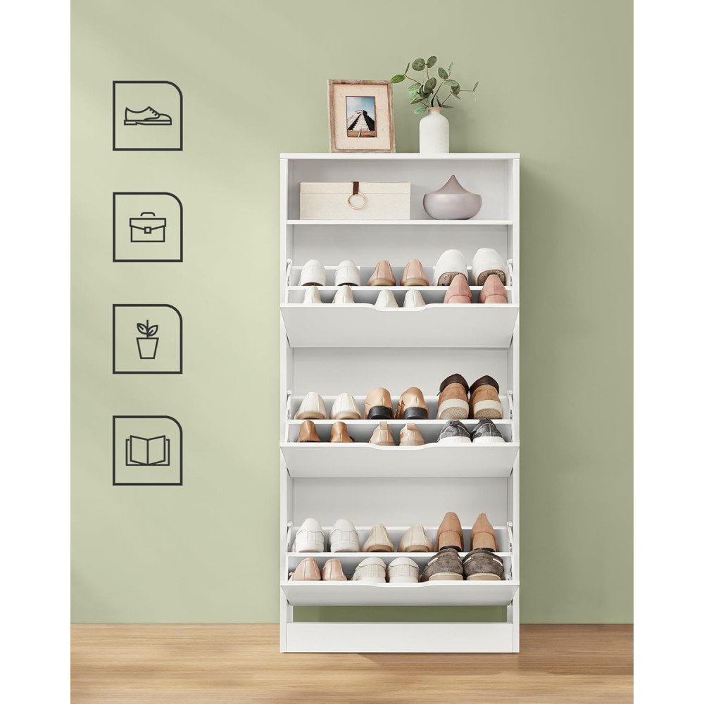 Produktbild för Shoe Cabinet White 60x24x139cm