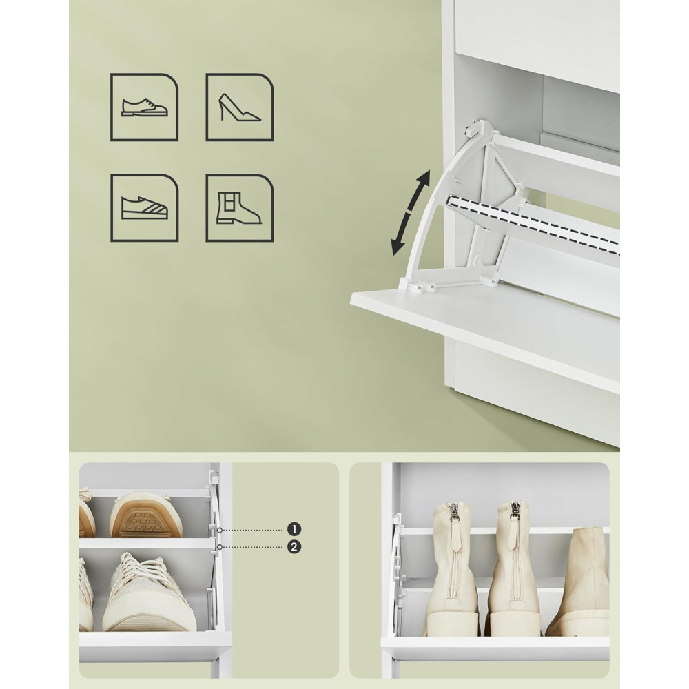 Produktbild för Shoe Cabinet White 60x24x139cm