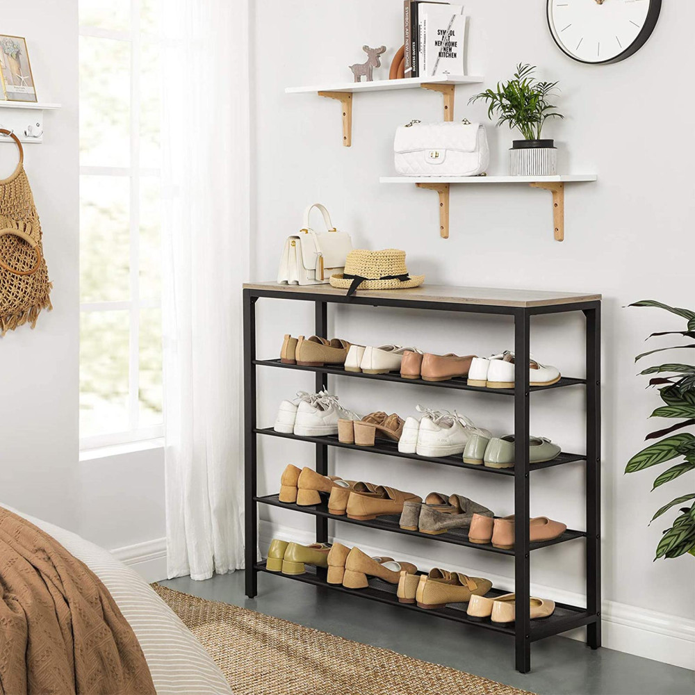 Produktbild för Shoe Rack White, Black 100x30x93cm