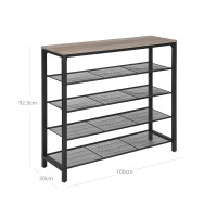 Produktbild för Shoe Rack White, Black 100x30x93cm