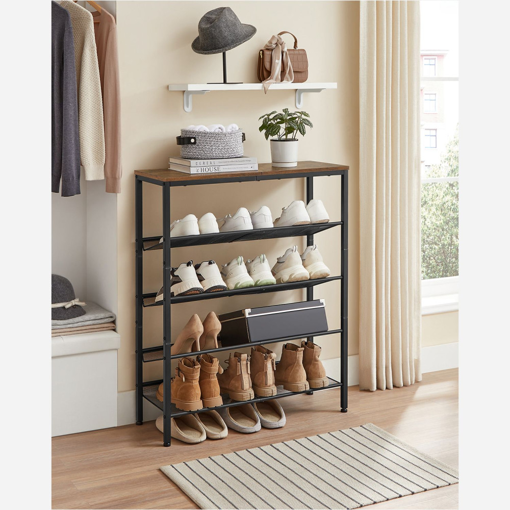 Produktbild för Shoe Rack Black, Retro Color 93x30x75cm