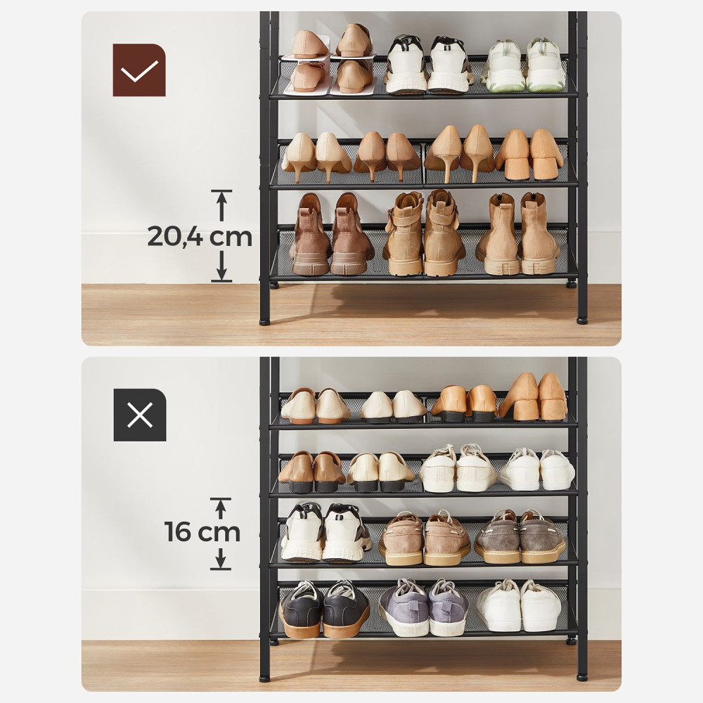 Produktbild för Shoe Rack Black, Retro Color 93x30x75cm