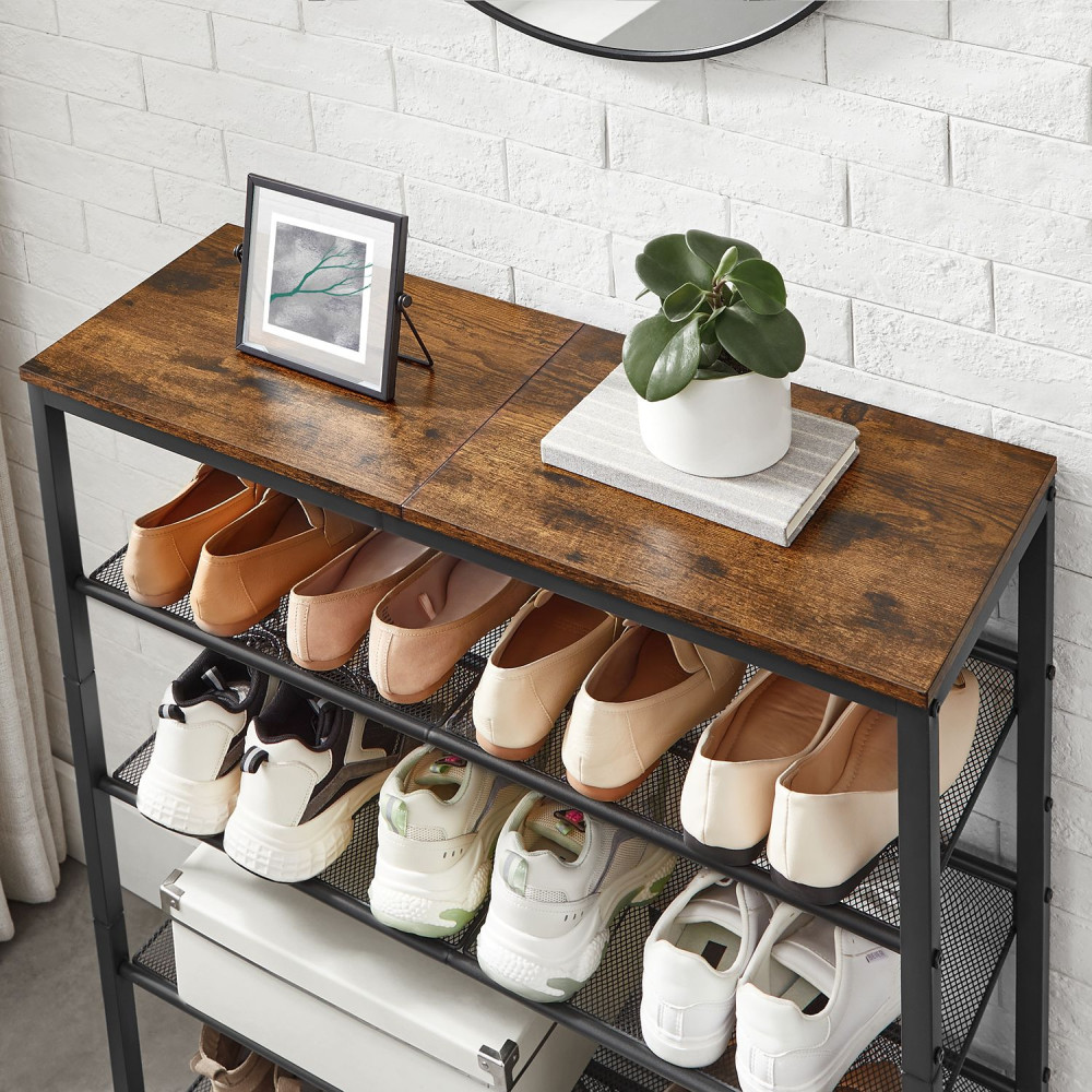 Produktbild för Shoe Rack Black, Retro Color 93x30x75cm