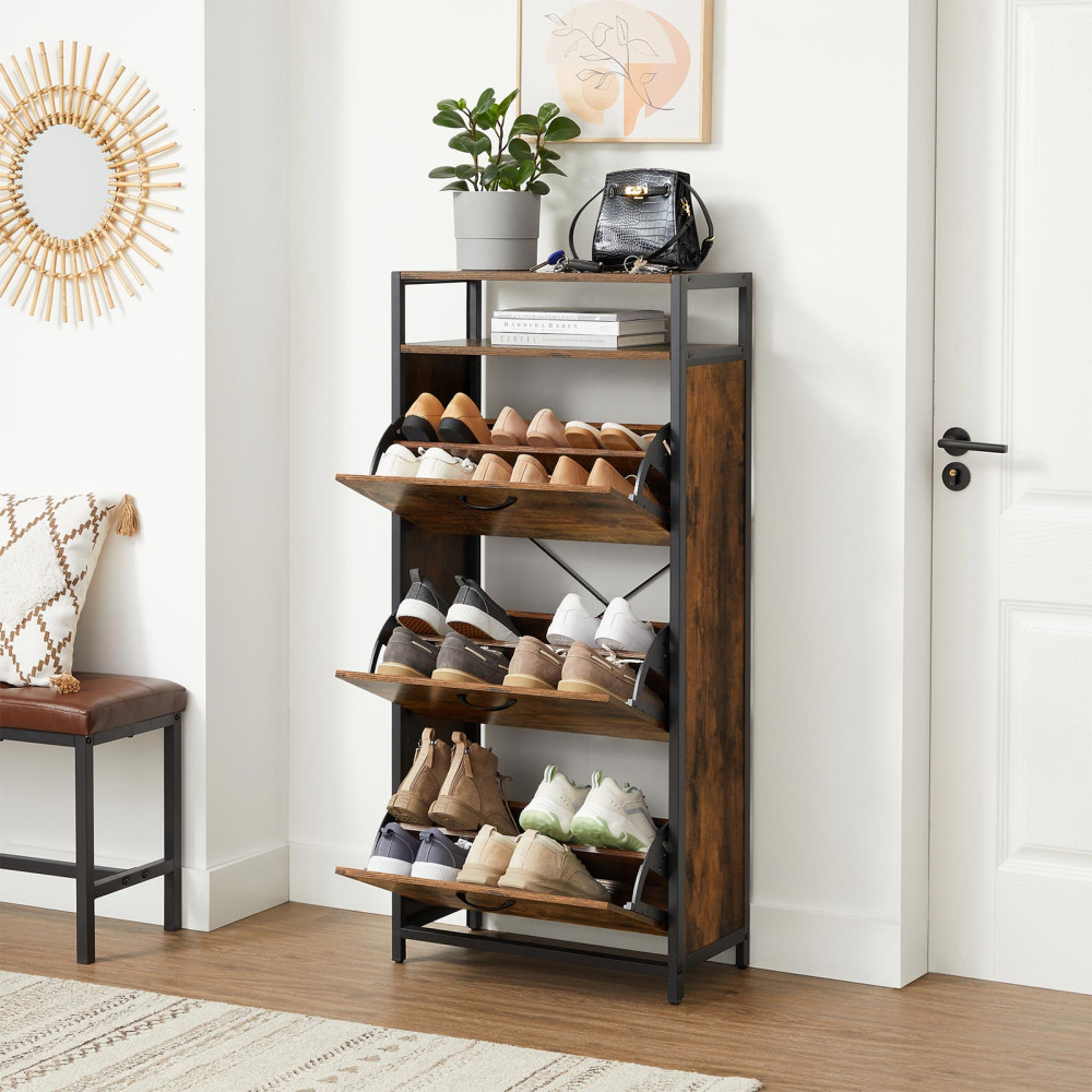Produktbild för Shoe Rack Black, Antique Color 60x30x130cm