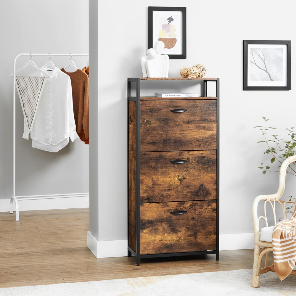 Produktbild för Shoe Rack Black, Antique Color 60x30x130cm
