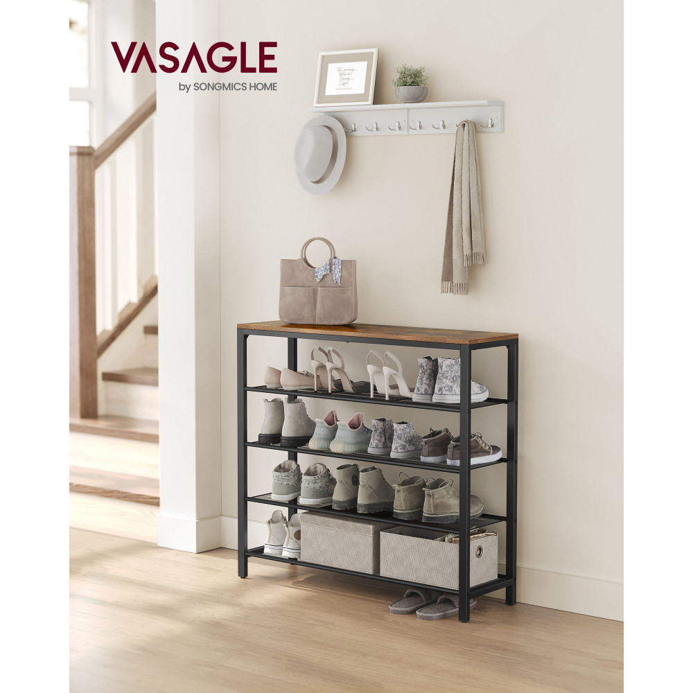 Produktbild för Shoe Rack X: Antique, Black 100x30x93cm