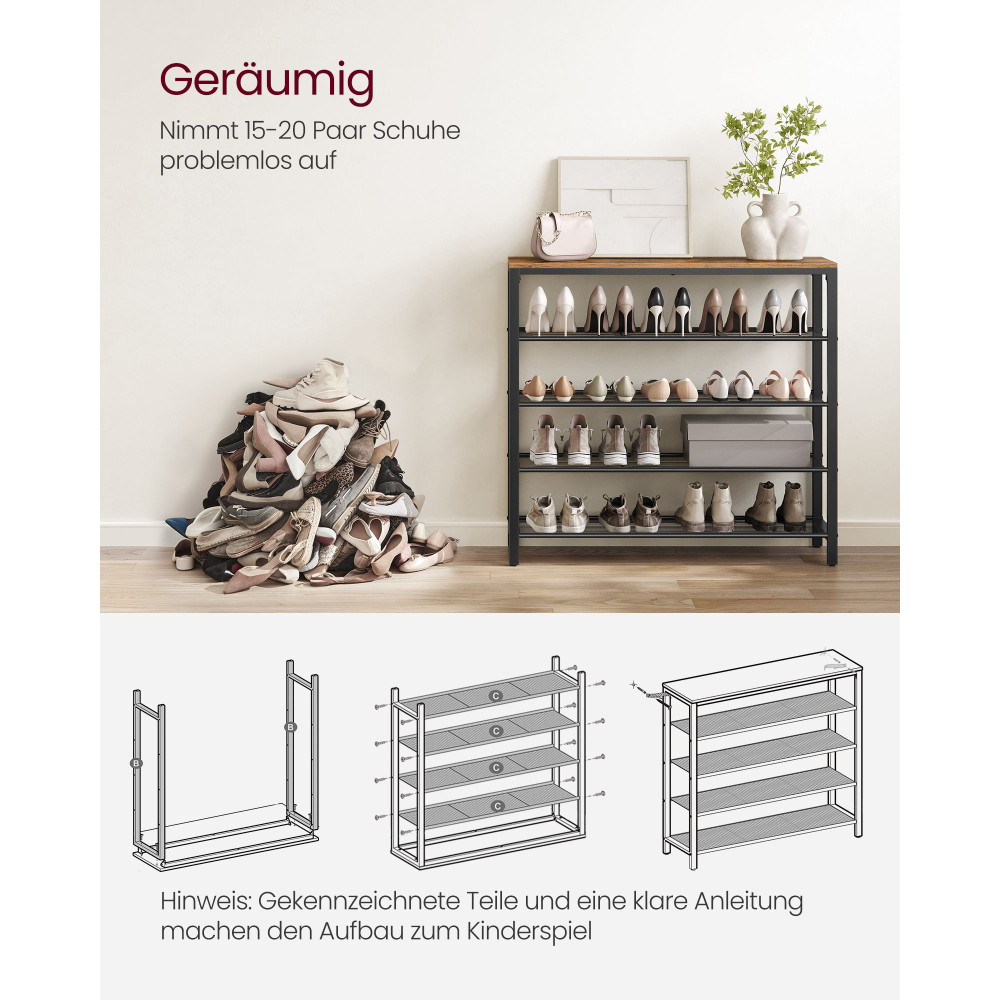 Produktbild för Shoe Rack X: Antique, Black 100x30x93cm