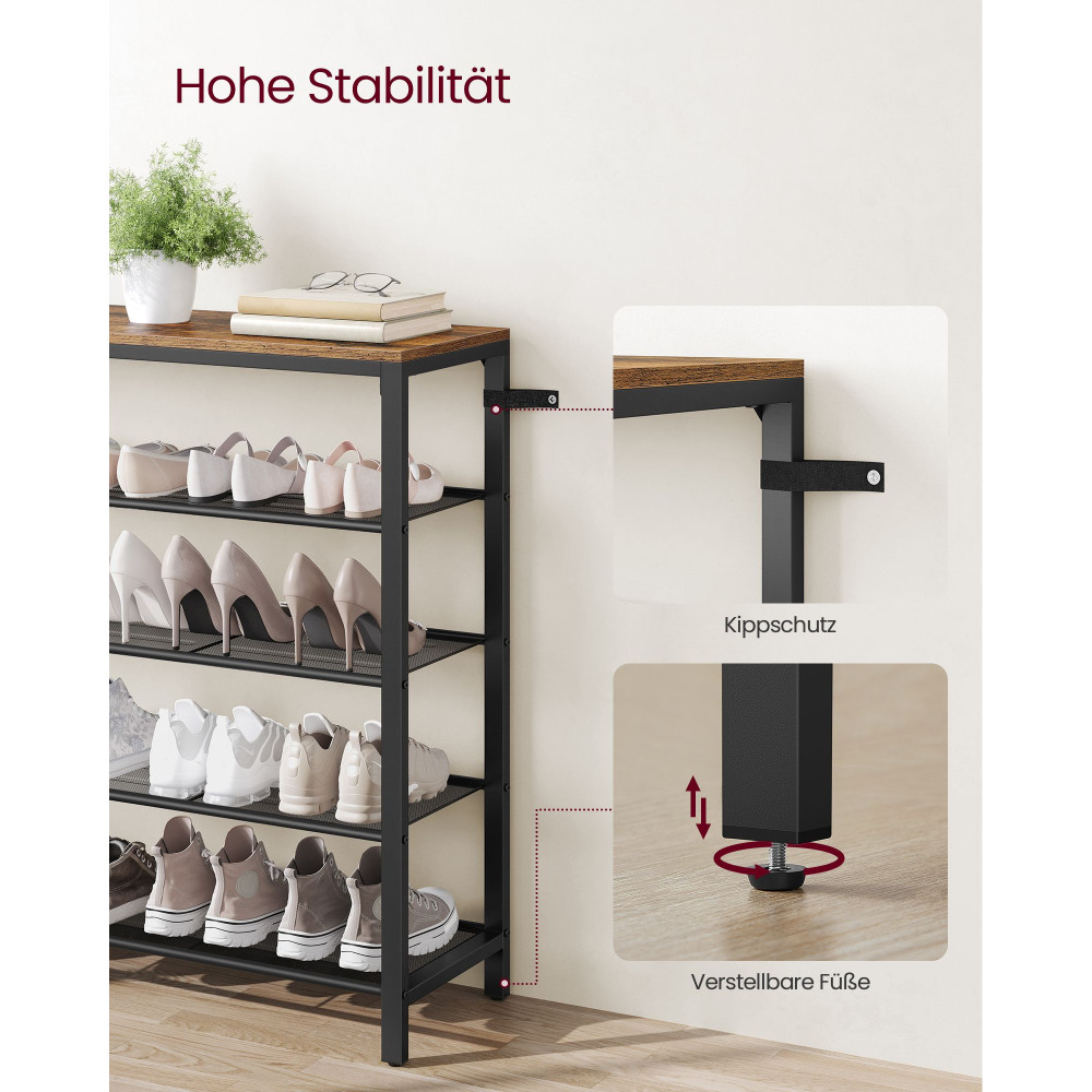 Produktbild för Shoe Rack X: Antique, Black 100x30x93cm
