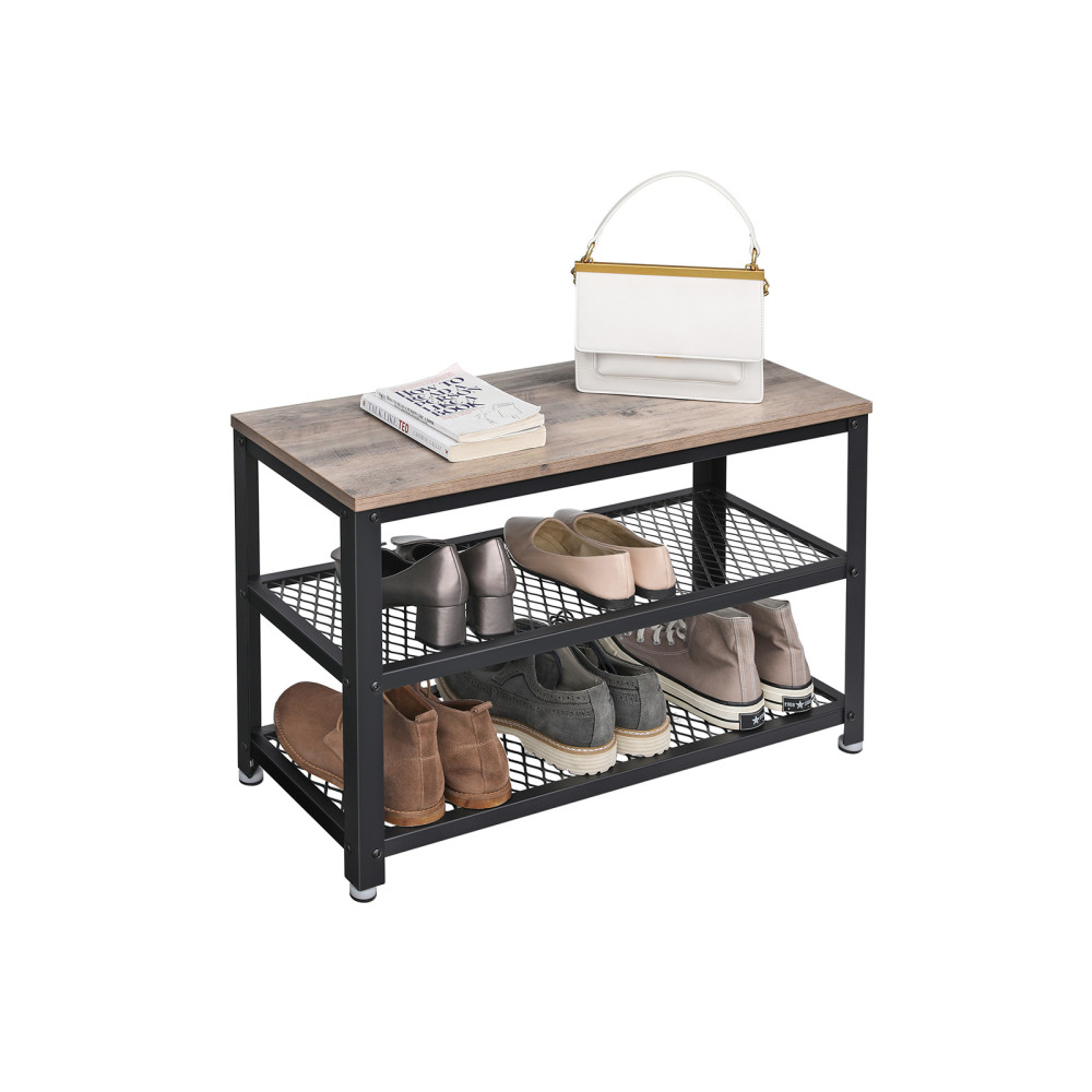 Produktbild för Shoe Bench White, Light Ivory + Black 73x30x46cm